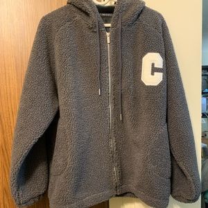 WOMEN TEDDY ZIP UP HOODIE (fleece material inside) . One size. So warm